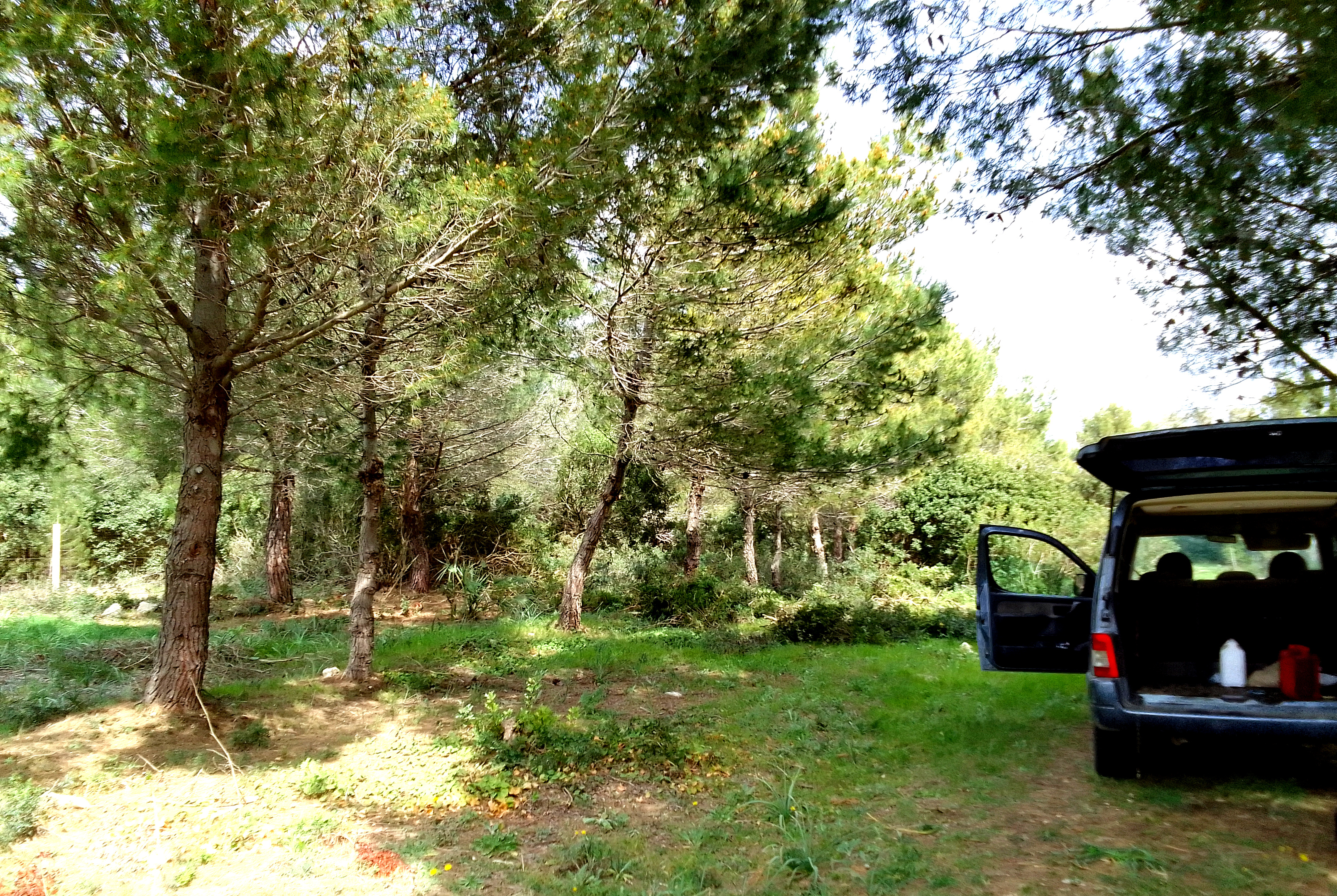 Green parking area for campers and tents in Oristano