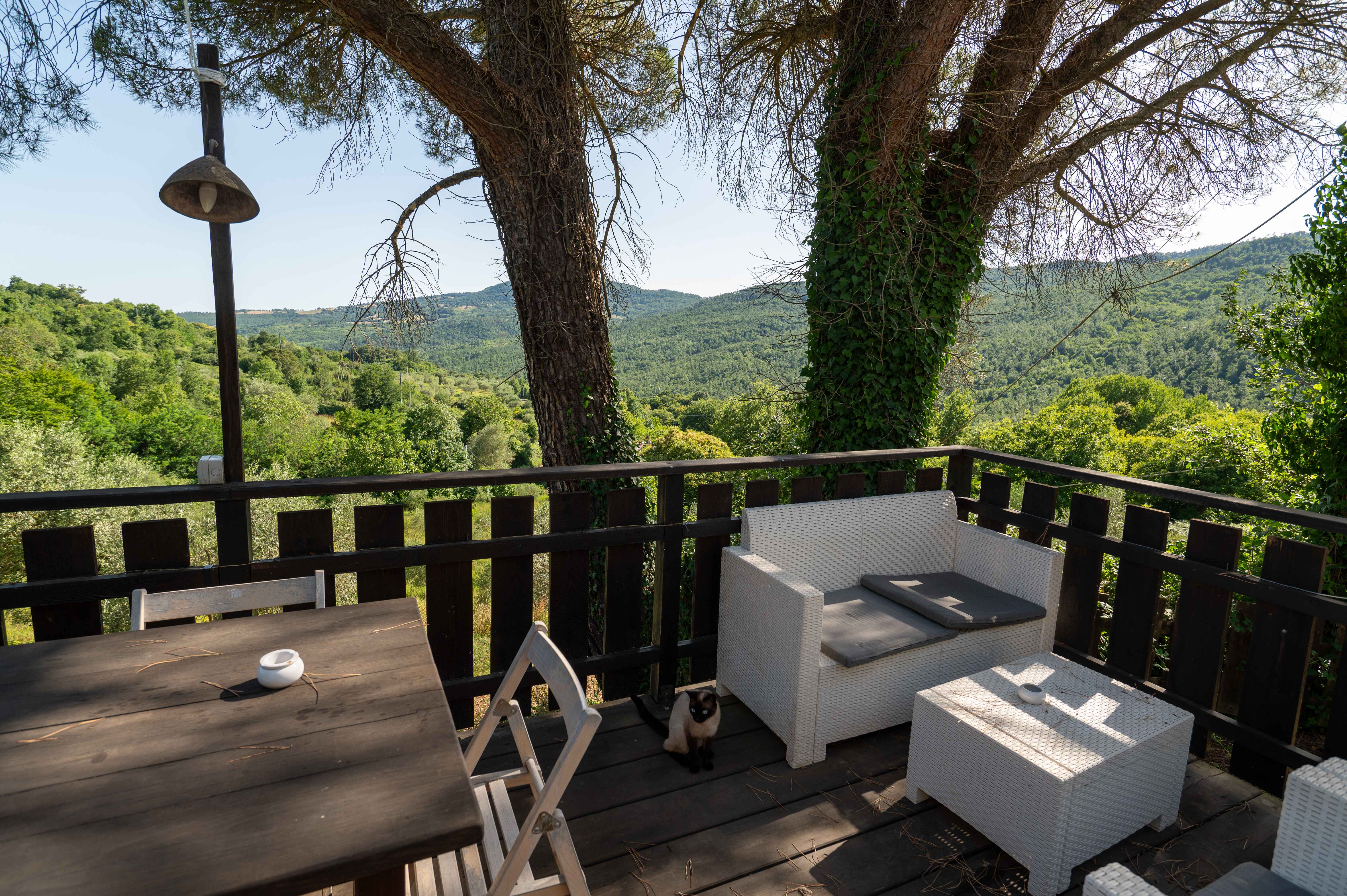 A glamping tent in a dream landscape