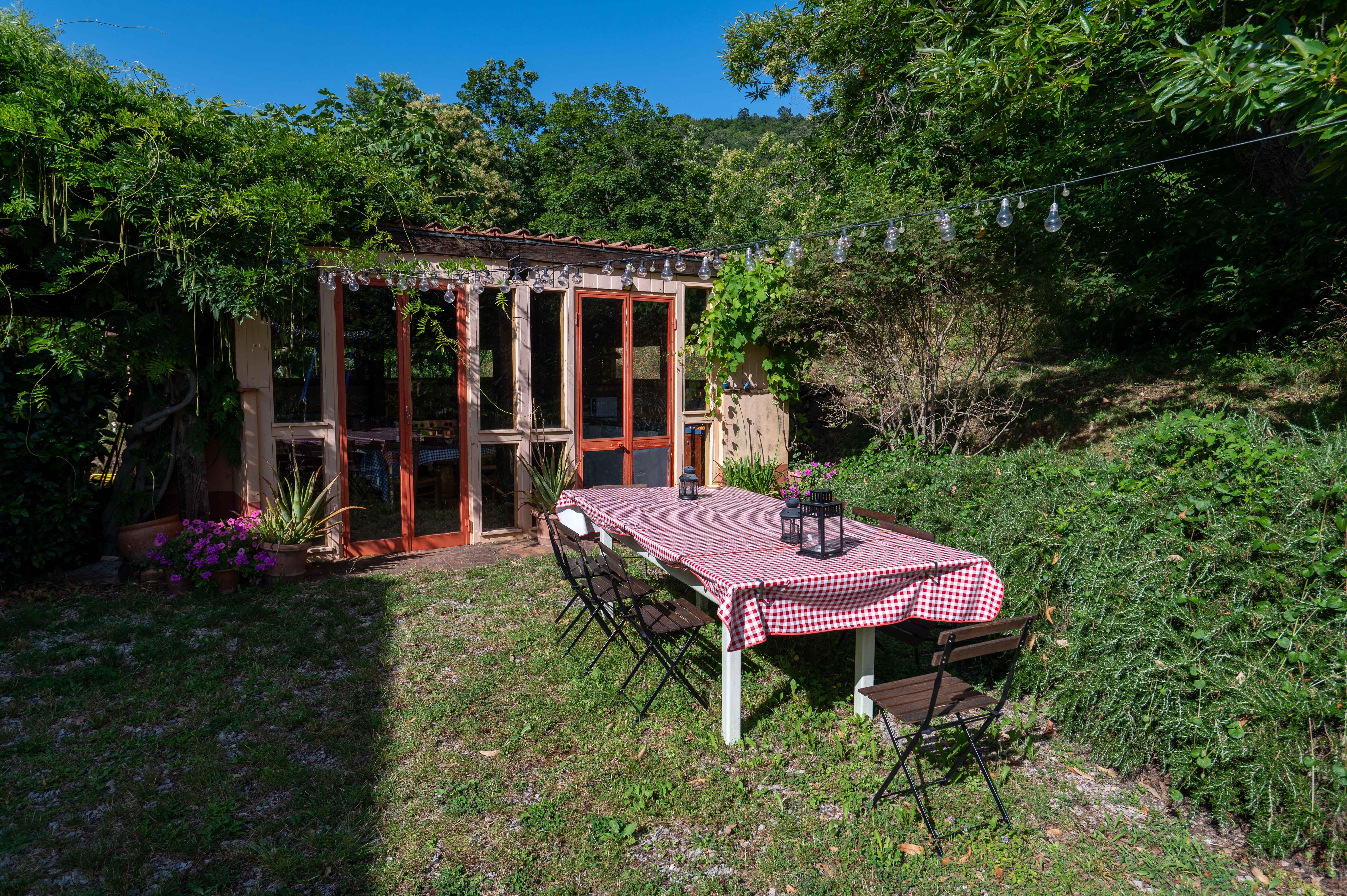 A glamping tent in a dream landscape