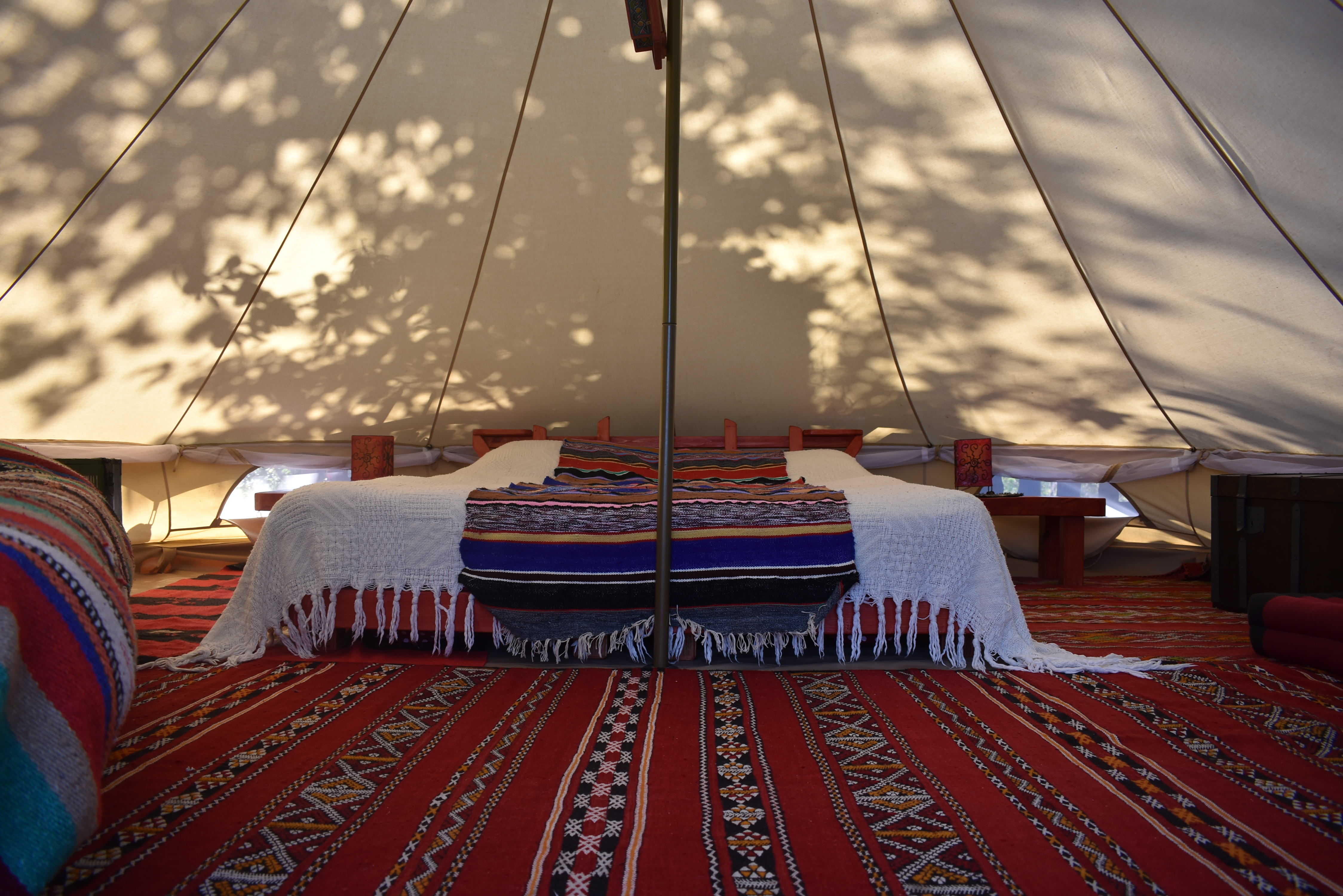 A glamping tent in a dream landscape