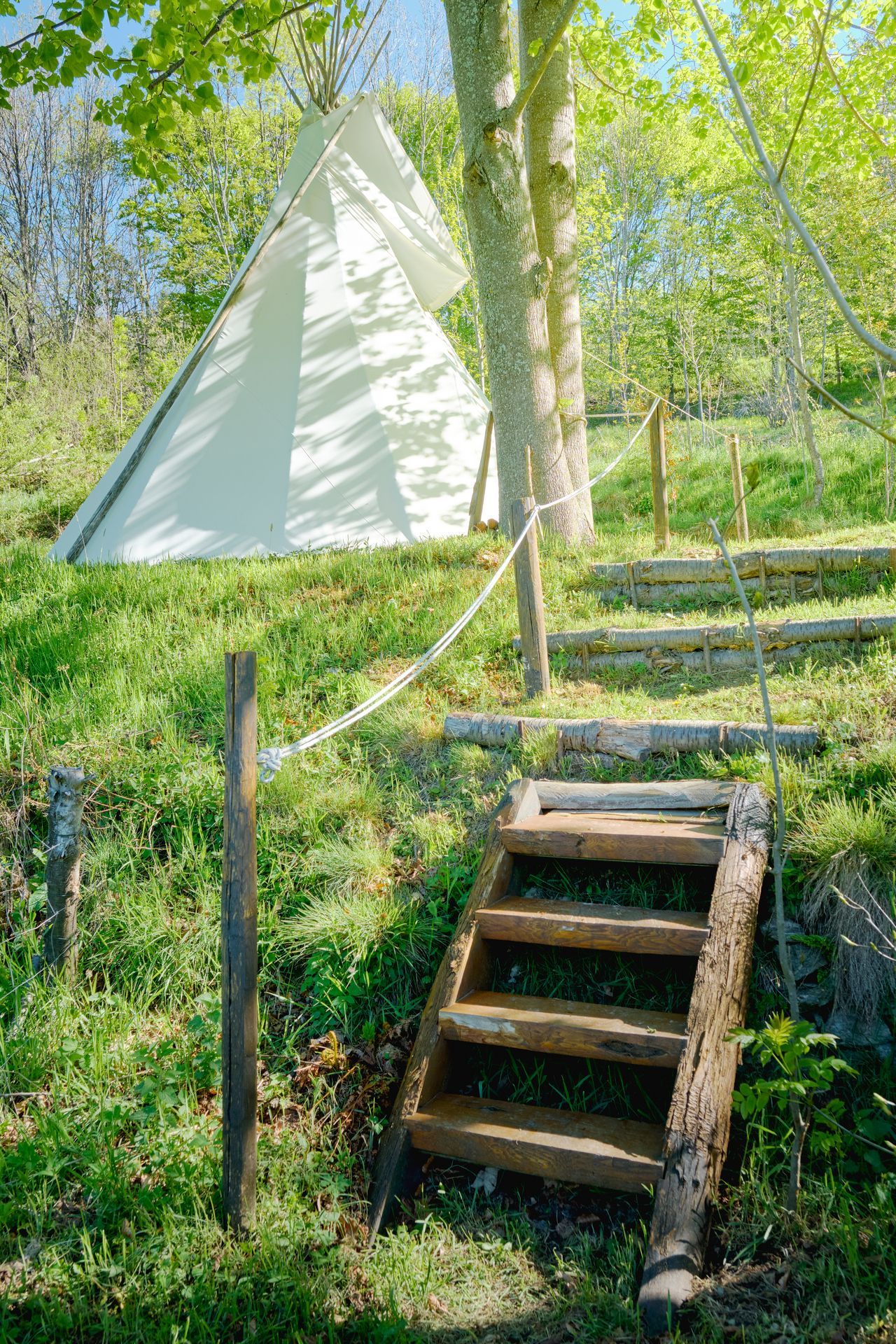 Glamping in a tipi Indian tent in the beautiful environment of the Ligurian Alps