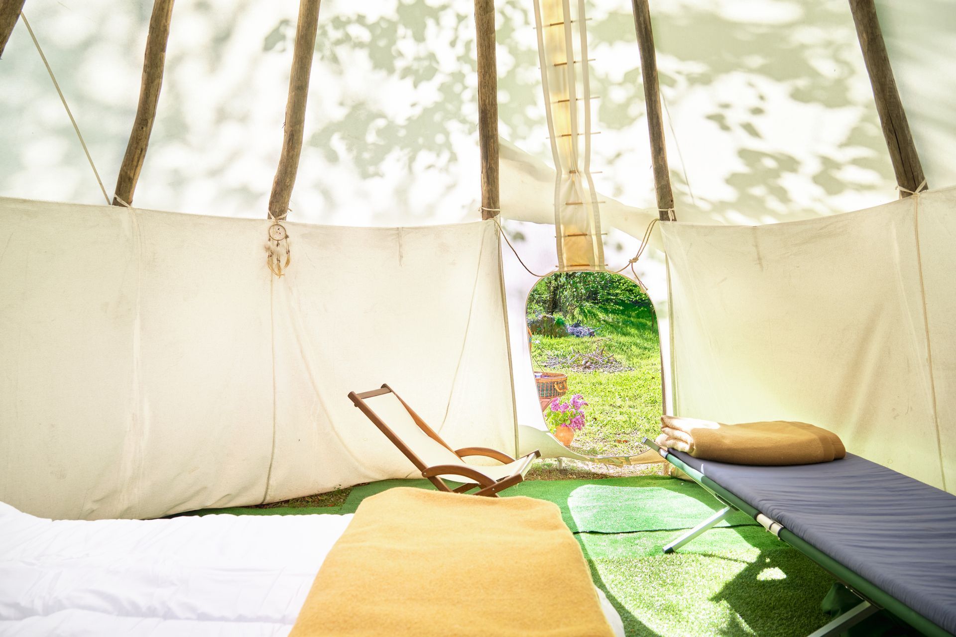 Glamping in a tipi Indian tent in the beautiful environment of the Ligurian Alps