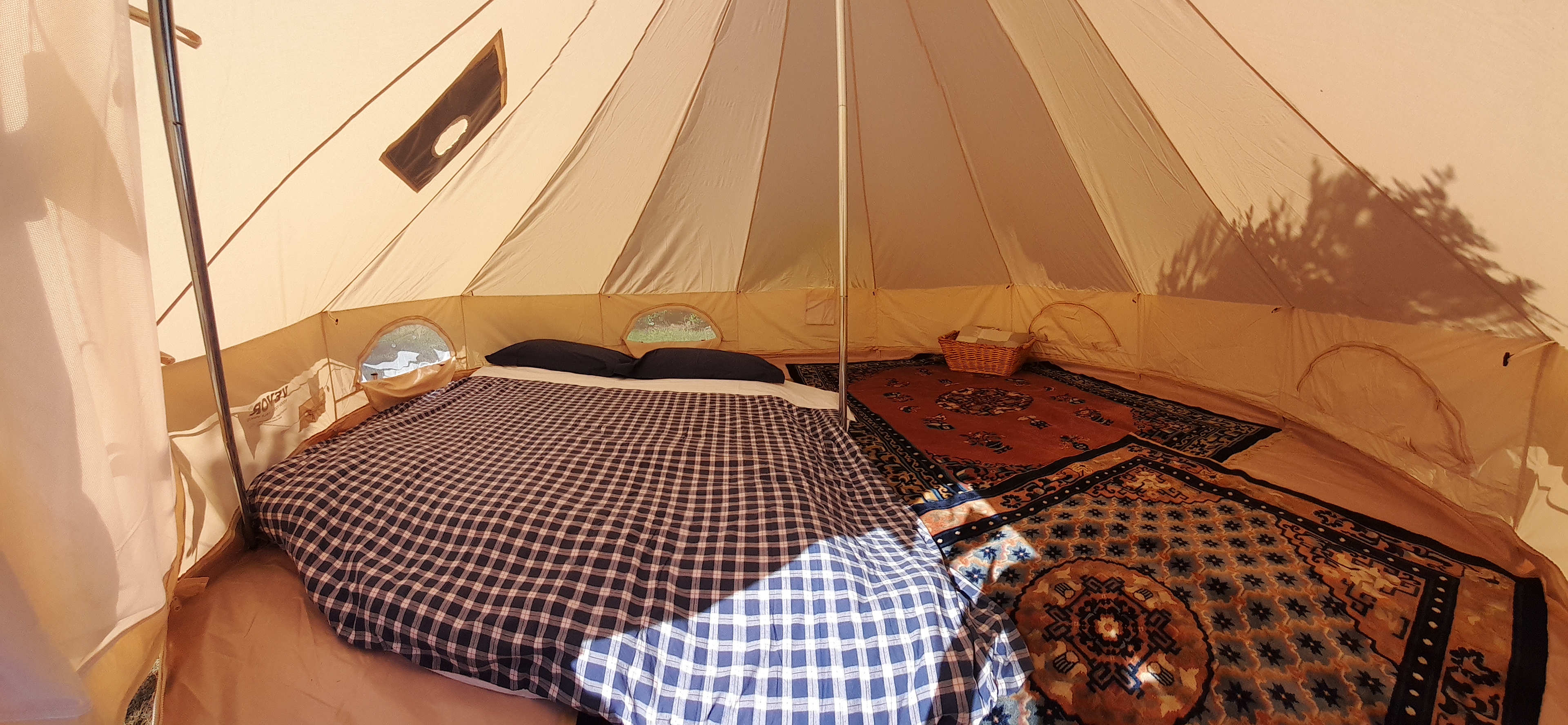 Glamping in a bell tent in the countryside near the sea