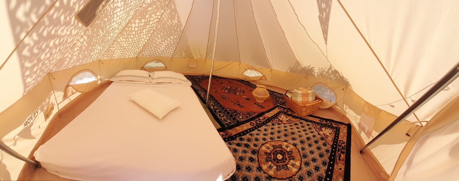 Glamping in a bell tent in the countryside near the sea