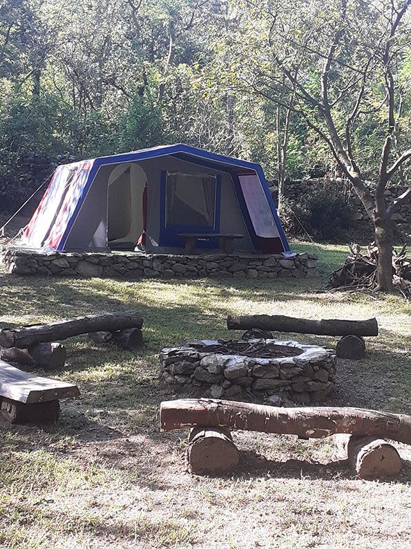 Campo base nel bosco del Parco dei Cinque Laghi